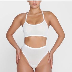 Skims Power Mesh XL Halter Bralette and Lg Thong